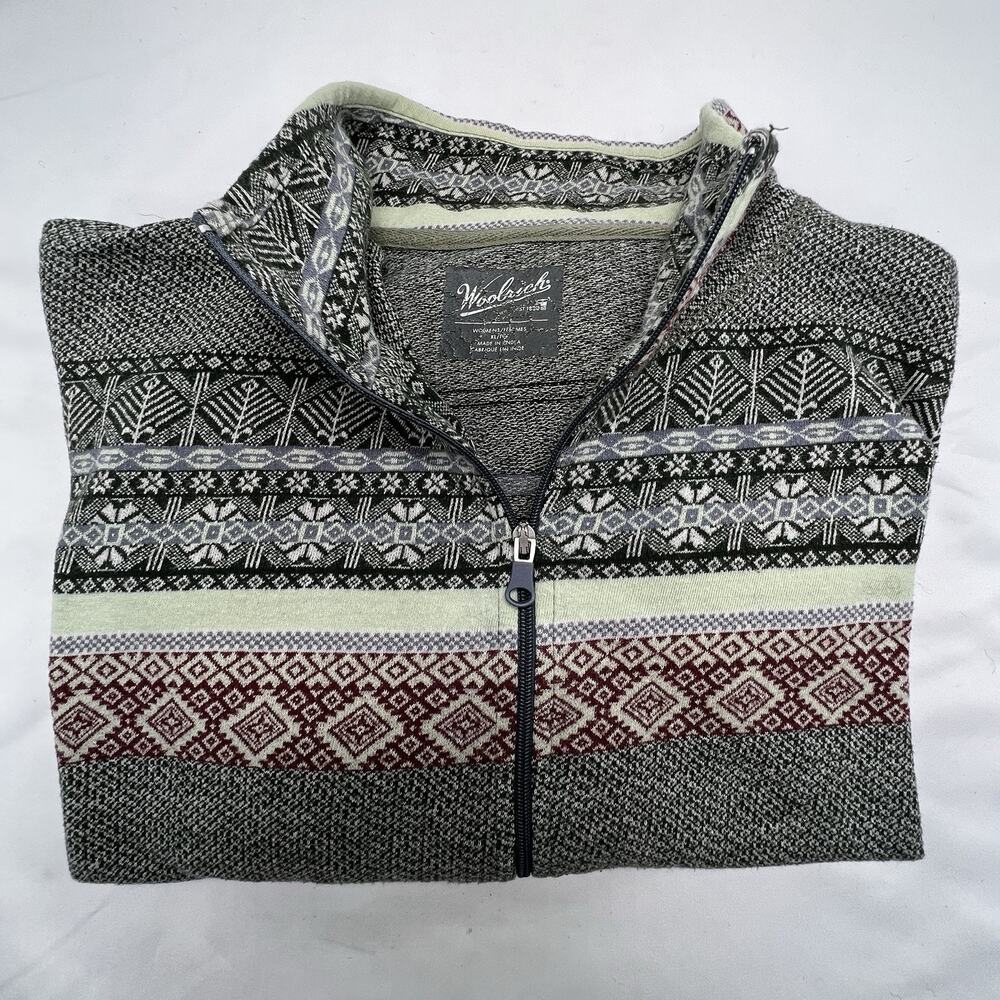 WOOLRICH Womens‎ Pullover Top Sz XL Fair Isle Quarter Zip Layering Gorpcore Ski